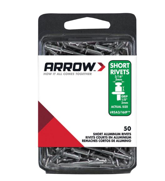 Arrow 3/16 in. D X 1/8 in. Aluminum Short Rivets Silver 50 pk
