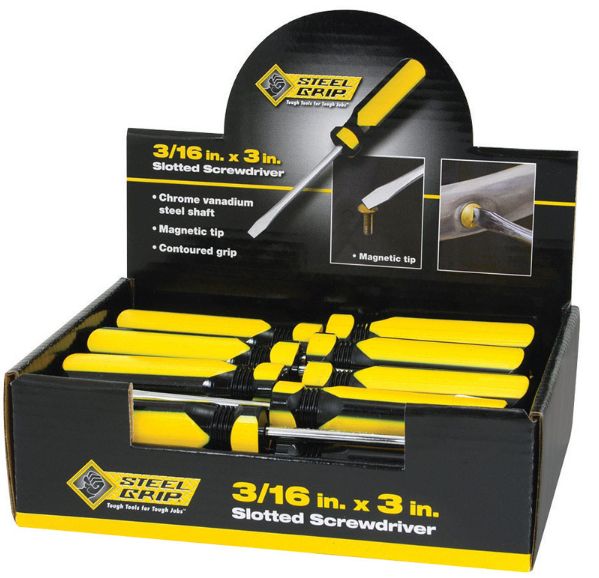 Steel Grip 3/16 in. X 3 in. L Slotted Screwdriver 1 pc Steel Grip 3/16 in. X 3 in. L Slotted Screwdriver 1 pc