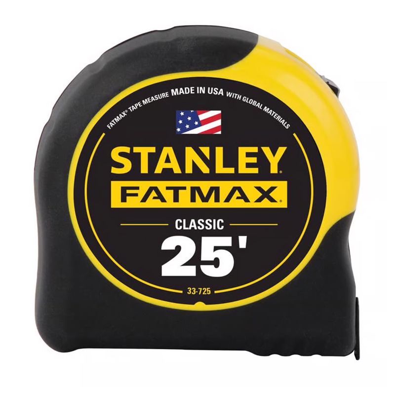 STANLEY FatMax 25 ft. L X 1.25 in. W Tape Measure 1 pk STANLEY FatMax 25 ft. L X 1.25 in. W Tape Measure 1 pk