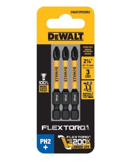 DeWalt FlexTorq Phillips #2 X 2.25 in. L Drill and Driver Bit Set Steel 3 pc DeWalt FlexTorq Phillips #2 X 2.25 in. L Drill and Driver Bit Set Steel 3 pc