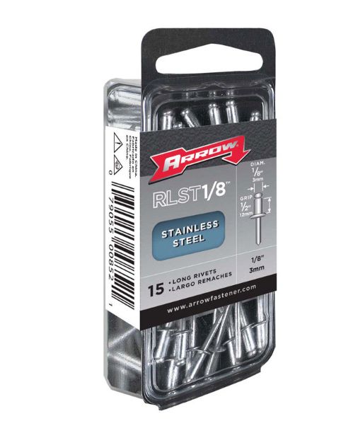 Arrow 1/8 in. D X 1/2 in. Stainless Steel Long Rivets Silver 15 pk