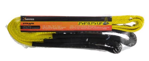 Keeper 2 in. W X 6 ft. L Black/Yellow Lifting Sling 6200 lb 1 pk Keeper 2 in. W X 6 ft. L Black/Yellow Lifting Sling 6200 lb 1 pk