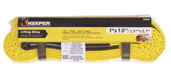 Keeper 1 in. W X 10 ft. L Black/Yellow Lifting Sling 3200 lb 1 pk
