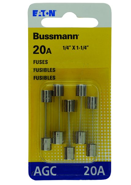 Bussmann 20 amps AGC Clear Glass Tube Fuse 5 pk Bussmann 20 amps AGC Clear Glass Tube Fuse 5 pk