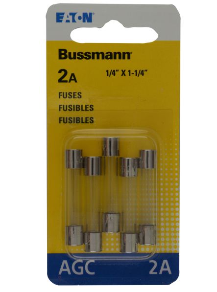 Bussmann 2 amps AGC Clear Glass Tube Fuse 5 pk Bussmann 2 amps AGC Clear Glass Tube Fuse 5 pk