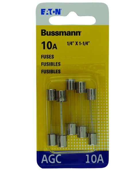 Bussmann 10 amps AGC Clear Glass Tube Fuse 5 pk Bussmann 10 amps AGC Clear Glass Tube Fuse 5 pk