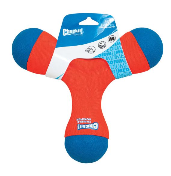 Chuckit! Blue/Orange Rubber Tri Bumper Tug Toy Medium 1 pk