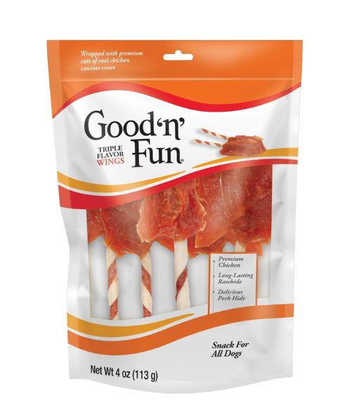 Good 'n' Fun Triple Flavor Wings Treats for Dogs 4 oz 1 pk