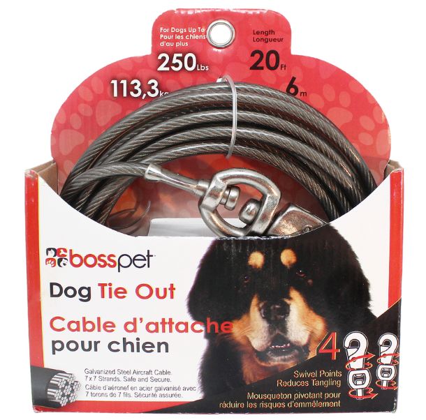 PDQ Silver Tie-Out Vinyl Coated Cable Dog Tie Out X-Large
