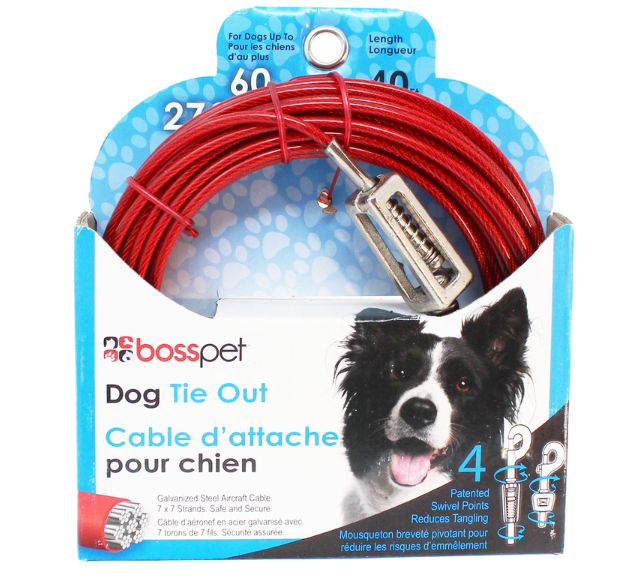 PDQ Red Vinyl Coated Cable Dog Tie Out Large