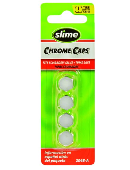Slime Chrome Tire Valve Caps Silver Slime Chrome Tire Valve Caps Silver
