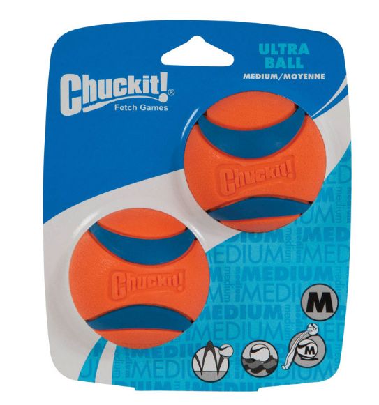 Chuckit! Blue/Orange Rubber Fetch Ball Ultra Ball Medium 2 pk