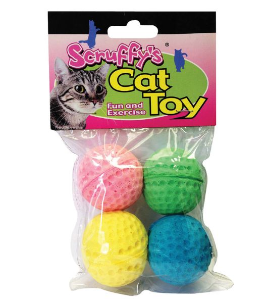 Scruffys Assorted Foam Sponge Balls Cat Toy Large 4 pk