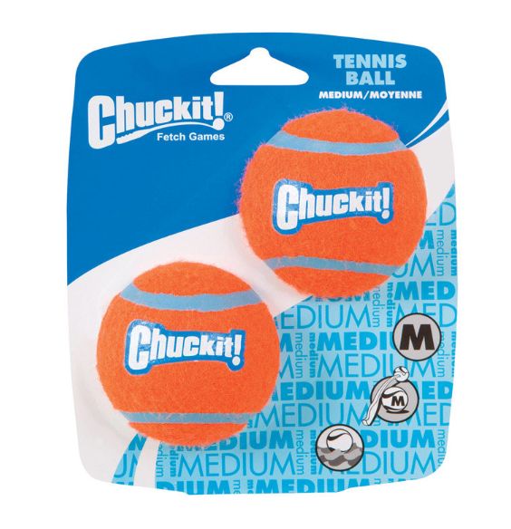 Chuckit! Blue/Orange Rubber Ball Launcher Tennis Balls Medium 2 pk