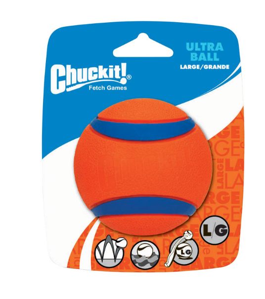 Chuckit! Ultra Ball Blue/Orange Rubber Fetch Ball Dog Toy Large 1 pk