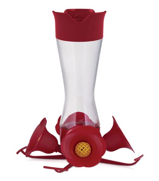 Perky-Pet Hummingbird 8 oz Glass/Plastic Pinch-Waist Nectar Bird Feeder 4 ports