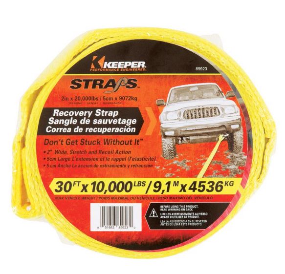Keeper 2 in. W X 30 ft. L Yellow Vehicle Recovery Strap 10000 lb. 1 pk