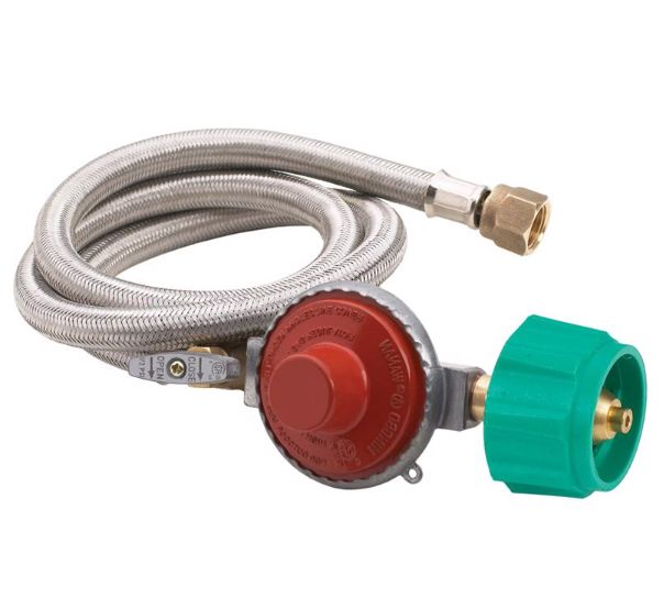 Bayou Classic Plastic/Steel Gas Line Hose and Regulator 48 in. L