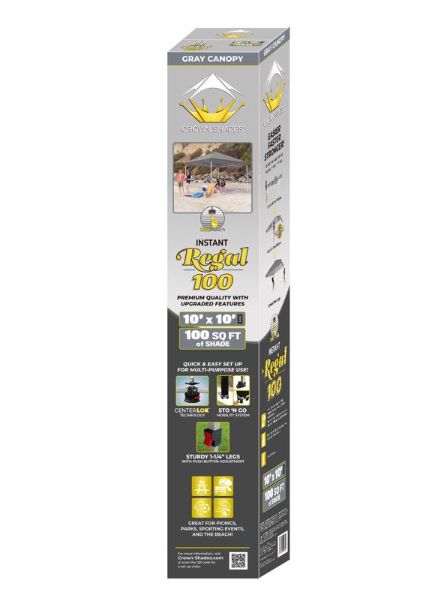 Crown Shade One Touch 150D Polyester Regal 100 Canopy 9.1 ft. H X 10 ft. W X 10 ft. L Crown Shade One Touch 150D Polyester Regal 100 Canopy 9.1 ft. H X 10 ft. W X 10 ft. L