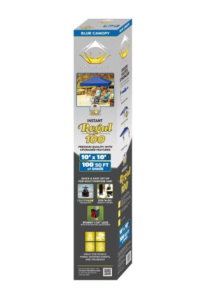 Crown Shade One Touch 150D Polyester Regal 100 Canopy 9.1 ft. H X 10 ft. W X 10 ft.