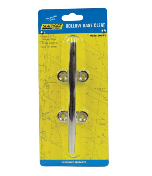 Seachoice Stainless Steel 6 in. L Hollow Base Cleat 1 pk Seachoice Stainless Steel 6 in. L Hollow Base Cleat 1 pk