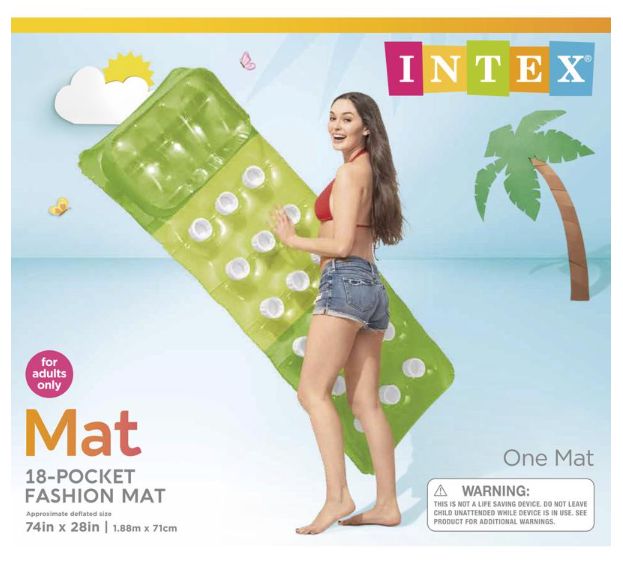 Intex Assorted Vinyl Inflatable 18 Pocket Fashion Floating Pool Mat Intex Assorted Vinyl Inflatable 18 Pocket Fashion Floating Pool Mat