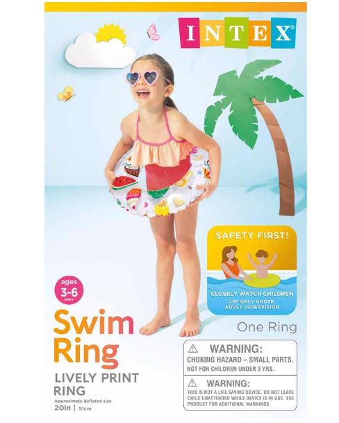 Intex Multicolored Vinyl Inflatable Swim Ring Floating Tube