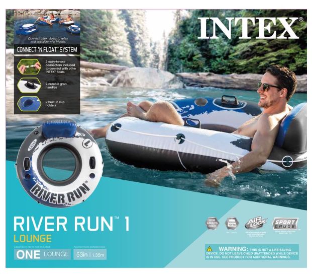 Intex River Run Blue/White Vinyl Inflatable Floating Tube