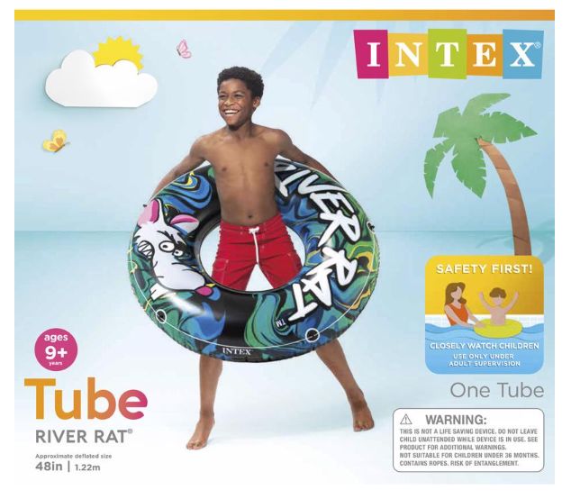 Intex River Rat Multicolored Vinyl Inflatable Floating Tube
