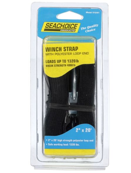 Seachoice 2 in. W X 20 ft. L Black Winch Strap 1320 lb 1 pk Seachoice 2 in. W X 20 ft. L Black Winch Strap 1320 lb 1 pk