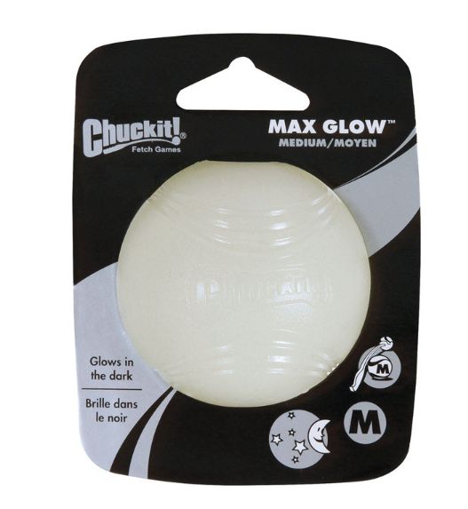 Chuckit! Max Glow White Rubber Dog Toy Medium 1 pk