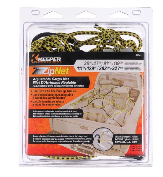 Keeper Black/Yellow Adjustable Cargo Net 47 in. L X 0.14 in. 1 pk