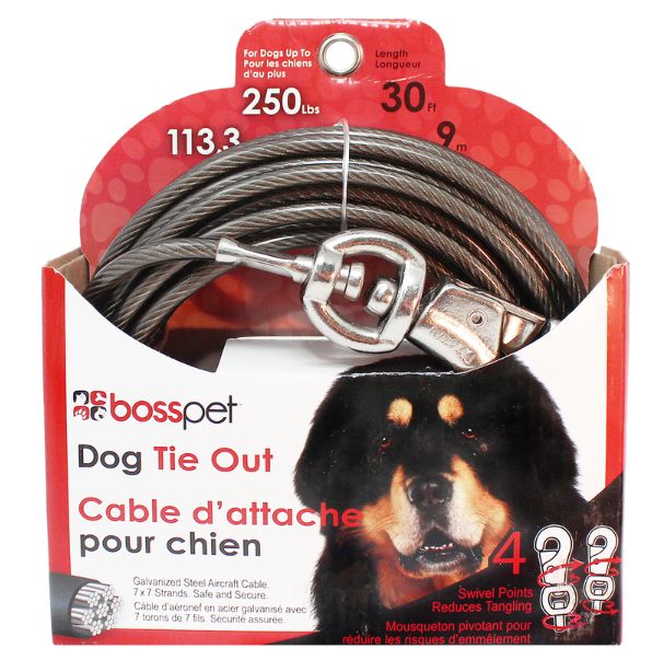 PDQ Silver Tie-Out Vinyl Coated Cable Dog Tie Out X-Large