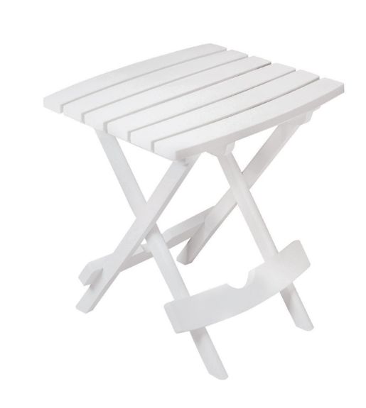 Adams Quik-Fold White Rectangular Resin Folding Side Table