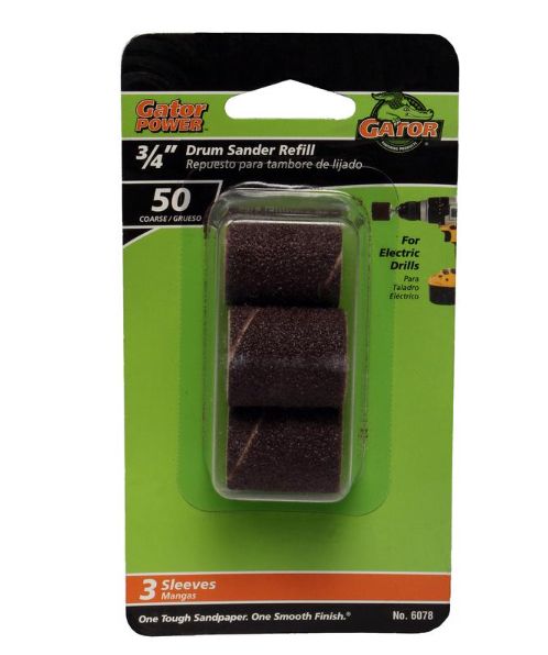 Gator 3/4 in. D X 3/4 in. L Aluminum Oxide Abrasive Sleeve Refill 50 Grit Coarse 3 pc