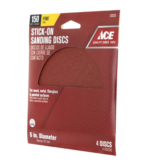 Ace 5 in. Aluminum Oxide Adhesive Sanding Disc 150 Grit Fine 4 pk