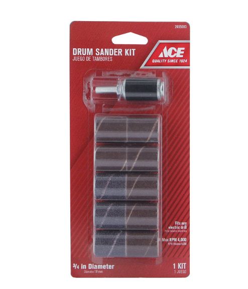 Ace 3/4 in. D X 3/4 in. L Aluminum Oxide Drum Sander Kit Assorted 10 pc