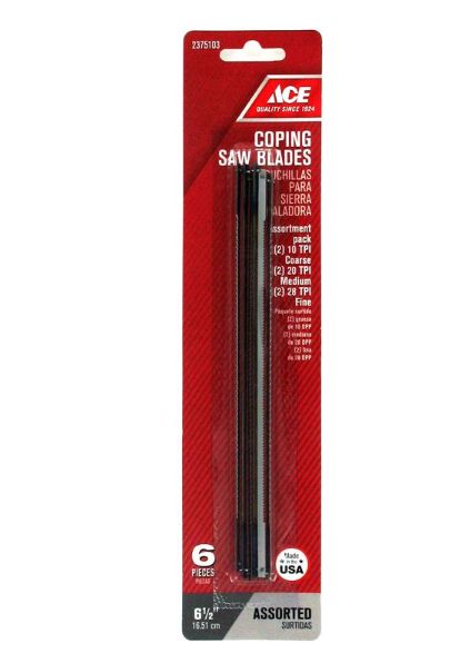 Ace 6-1/2 in. Carbon Steel Variety Coping Saw Blade Set 0 TPI 6 pk