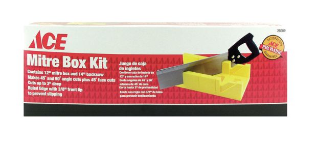 Ace 12 in. L X 4 in. W Plastic Mitre Box with Back Saw Yellow 1 pc Ace 12 in. L X 4 in. W Plastic Mitre Box with Back Saw Yellow 1 pc