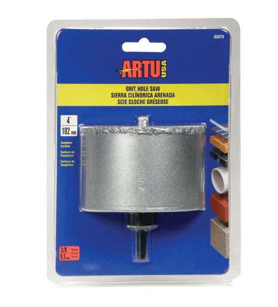 ARTU 4 in. Carbide Grit 4.5 in. L X 3/8 in. D Hole Saw Arbor