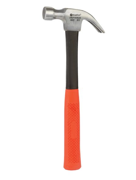 GreatNeck 8 oz Milled Face Curved Curved Claw Hammer 8 in. Fiberglass Handle