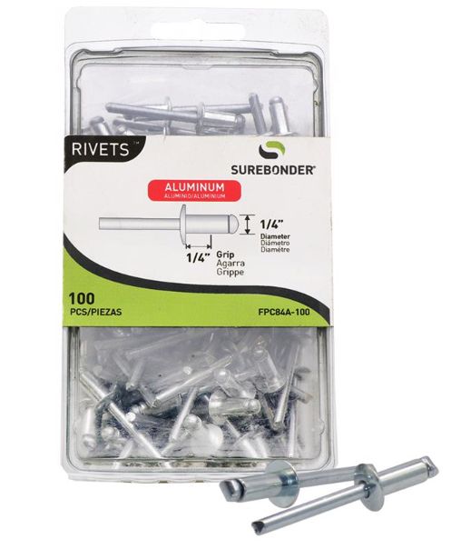 Surebonder 1/4 in. D X 1/4 in. Aluminum Rivets Silver 100 pk