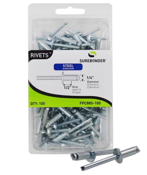 Surebonder 1/4 in. D X 1/2 in. Steel Rivets Silver 100 pk