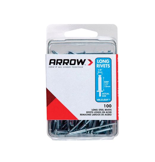 Arrow 1/8 in. D X 1/2 in. Steel Rivets Silver 100 pk