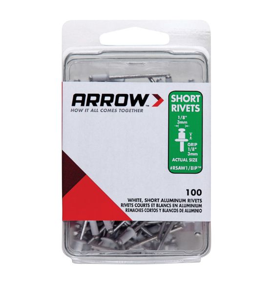 Arrow 1/8 in. D X 1/8 in. Aluminum Rivets White 100 pk
