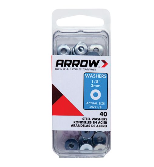 Arrow 1/8 in. D Steel Flat Washers Silver 40 pk