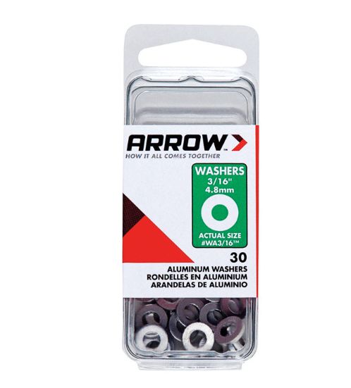 Arrow 3/16 in. D Aluminum Flat Washers Silver 30 pk