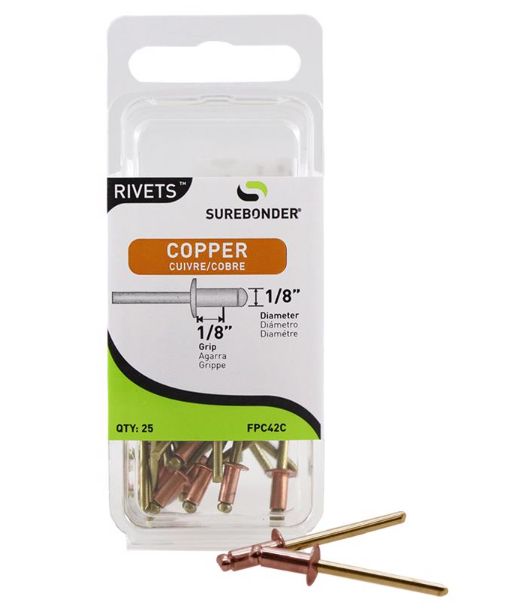 Surebonder Rivets 1/8 in. D X 1/8 in. Copper Short Rivets Yellow 25 pk