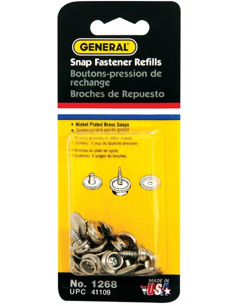 General 3/8 in. D Brass Screw Snap Fastener Refill 6 pk