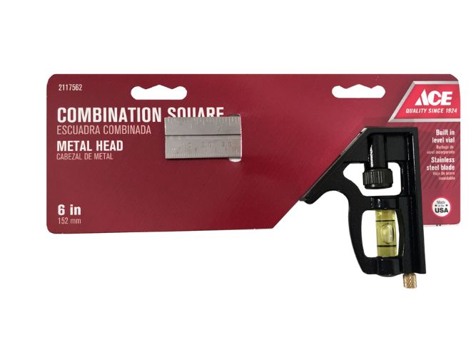 Ace 6 in. L X 3-1/2 in. H Stainless Steel Combination Square